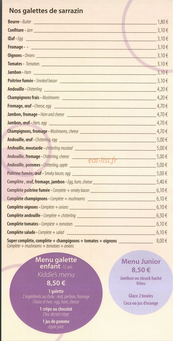 Crêperie Le Marché — carte page 16