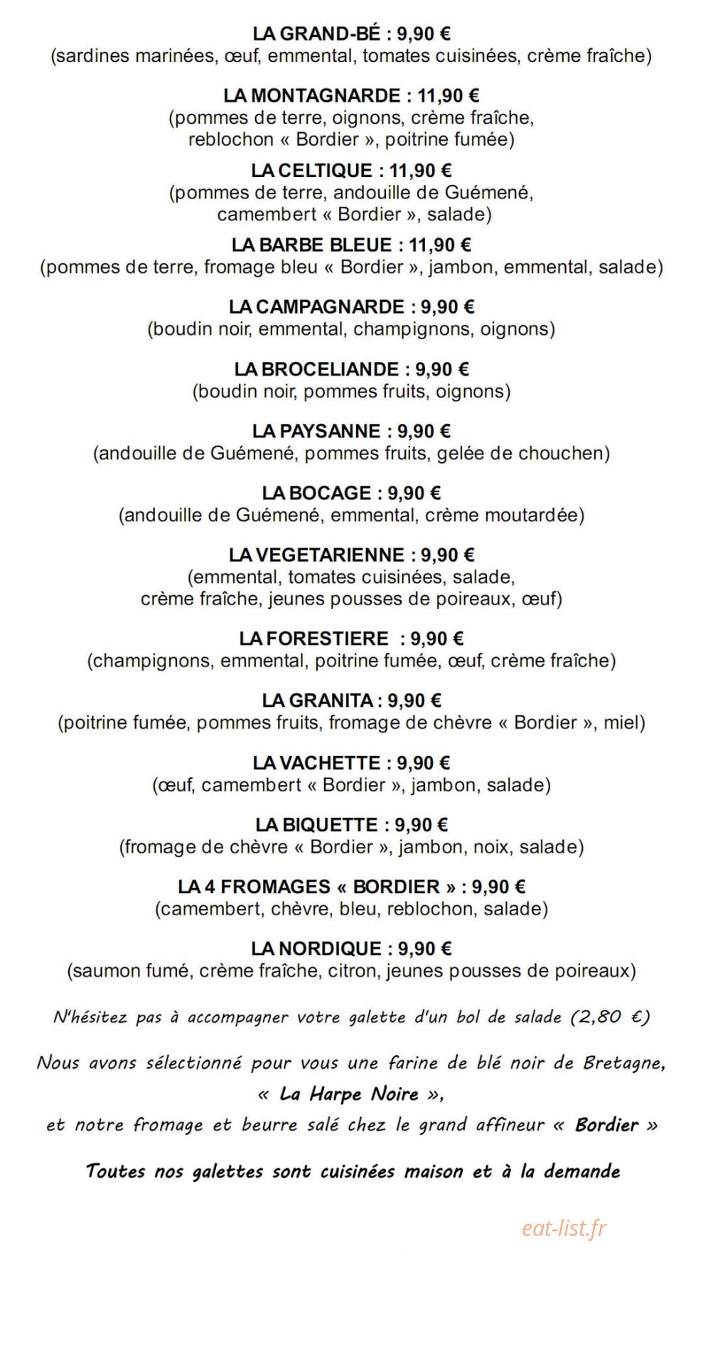 Crêperie Le Tournesol — carte page 2