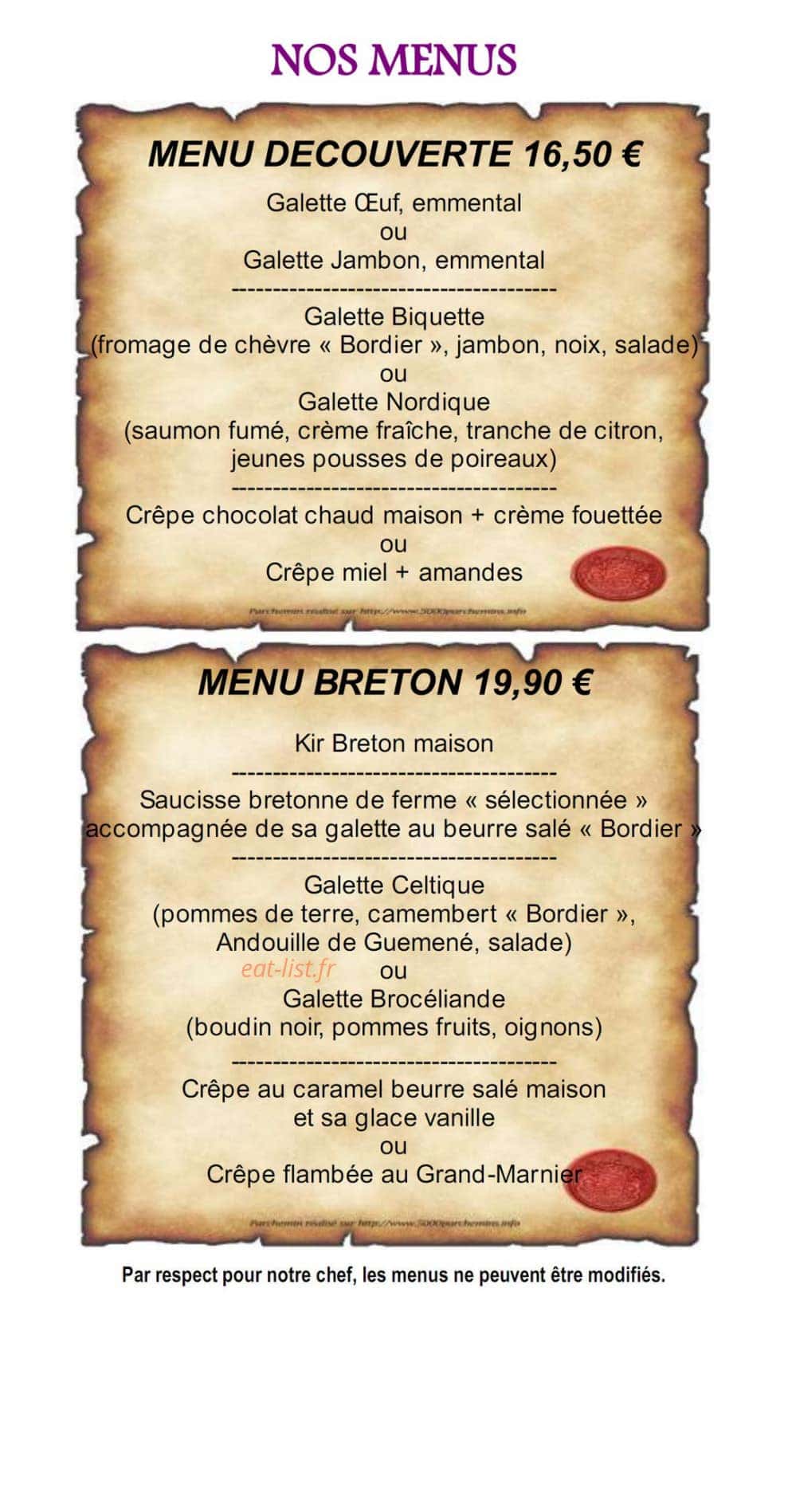 Crêperie Le Tournesol — carte page 4
