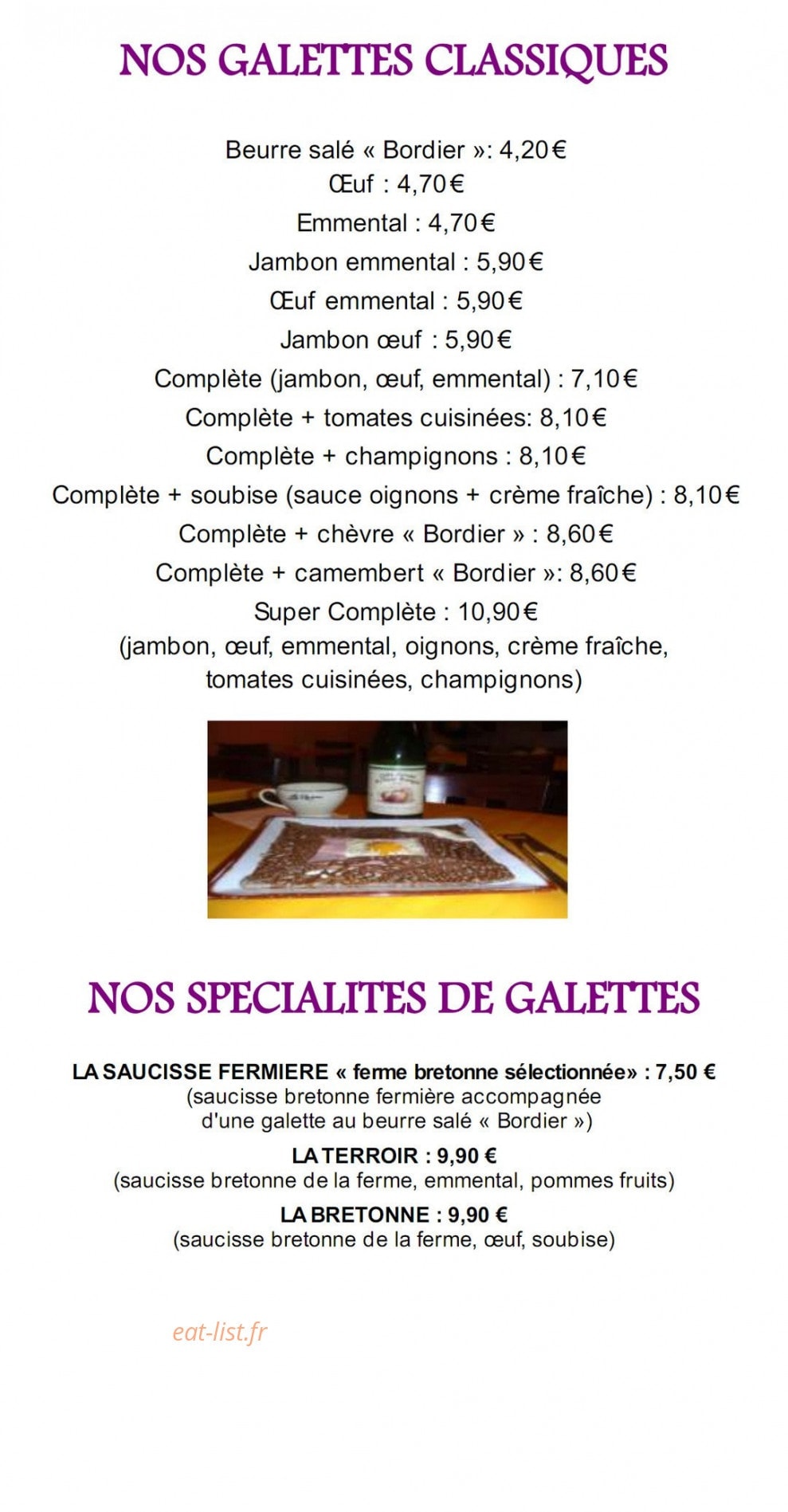 Crêperie Le Tournesol — carte page 3