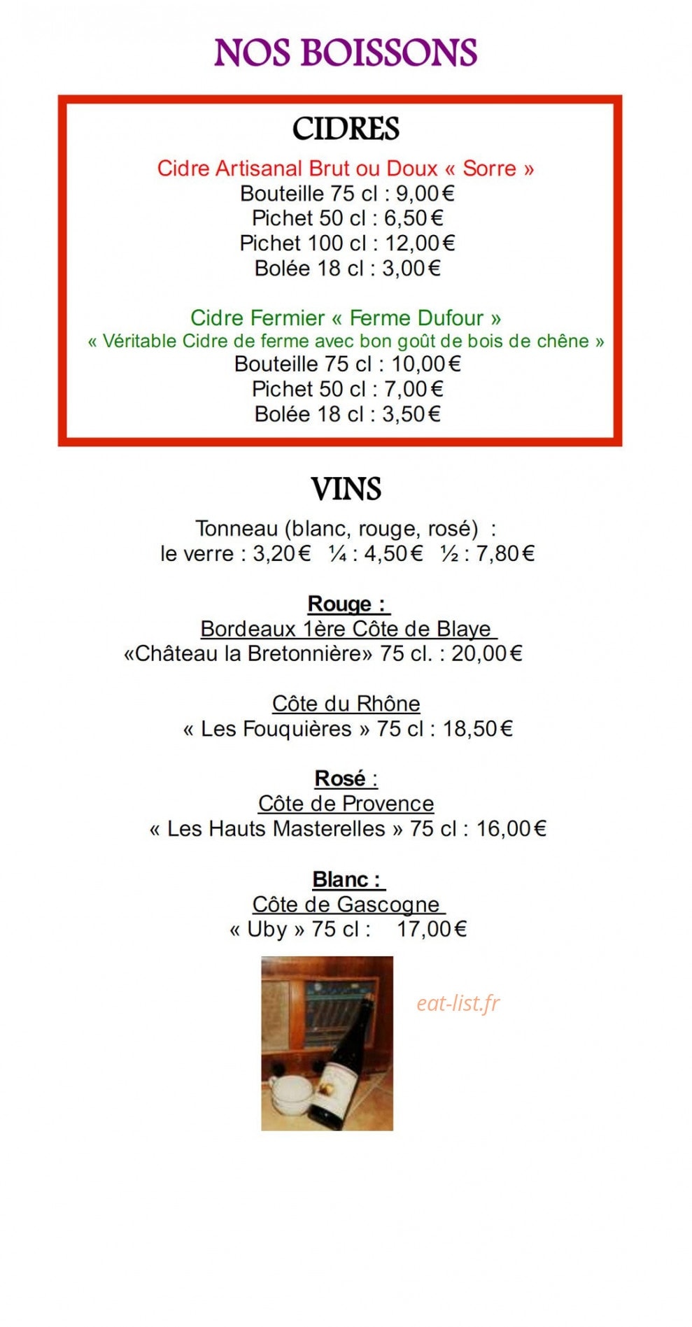 Crêperie Le Tournesol — carte page 6