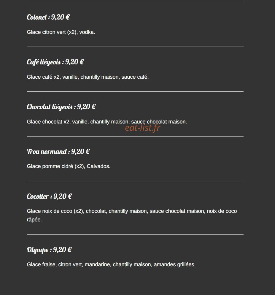 Crêperie les Korrigans — carte page 8