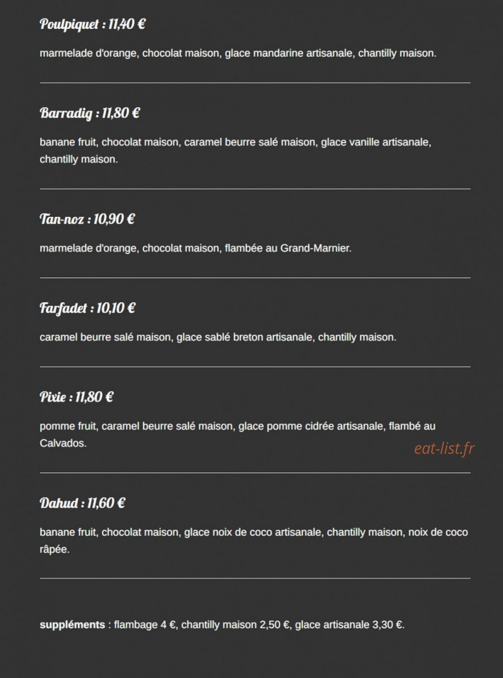 Crêperie les Korrigans — carte page 5