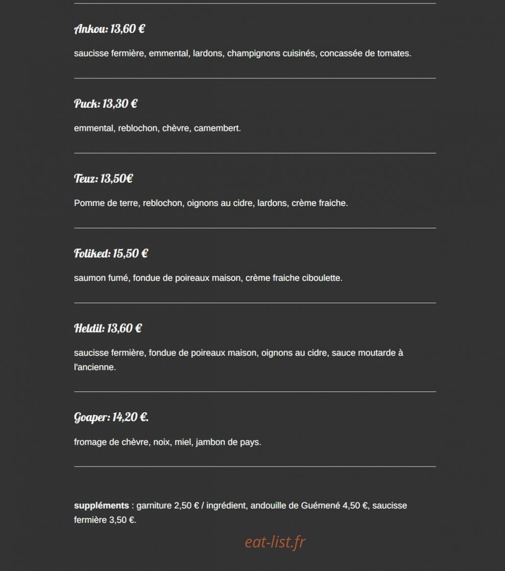Crêperie les Korrigans — carte page 3