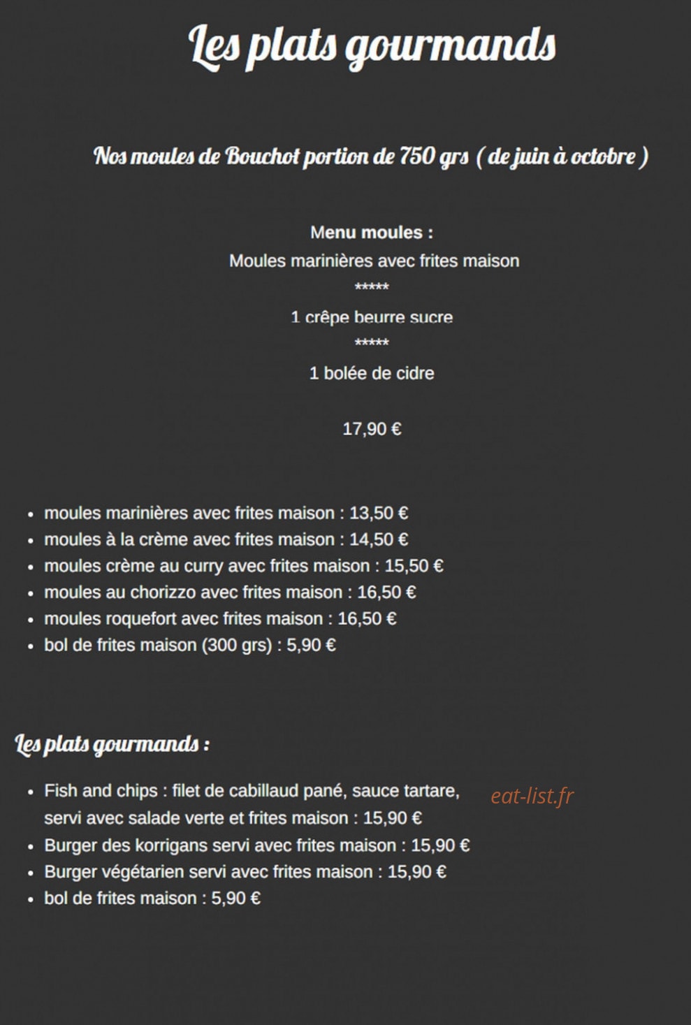 Crêperie les Korrigans — carte page 6