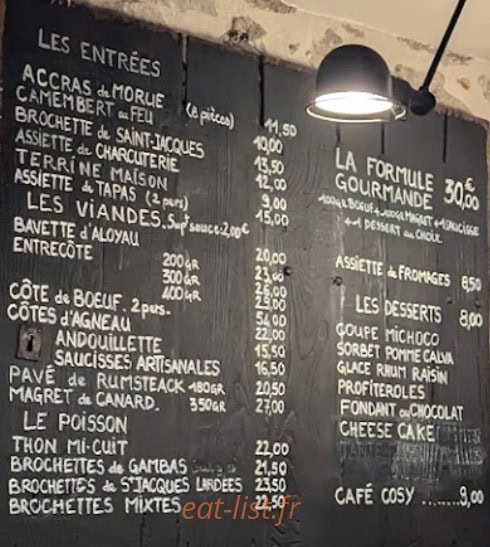 Cunningham's Bar — carte page 1
