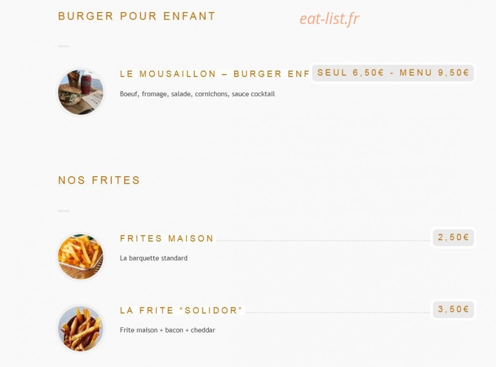 Home Burger — carte page 3