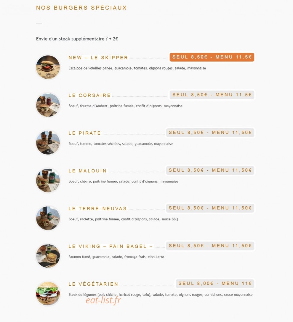 Home Burger — carte page 1