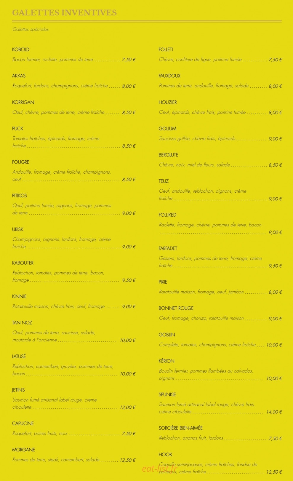 La Crêperie Des Lutins — carte page 2