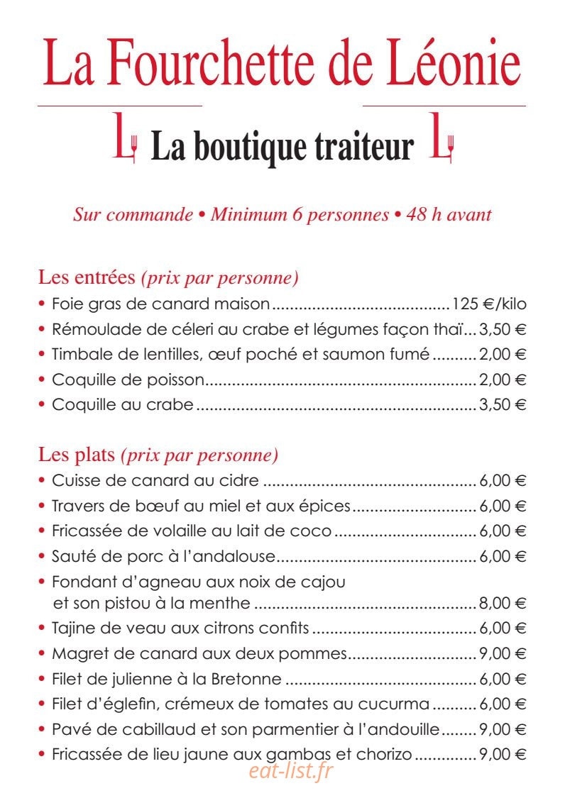La Fourchette de Léonie — carte page 2