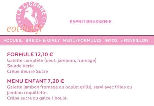 La Licorne — carte page 1