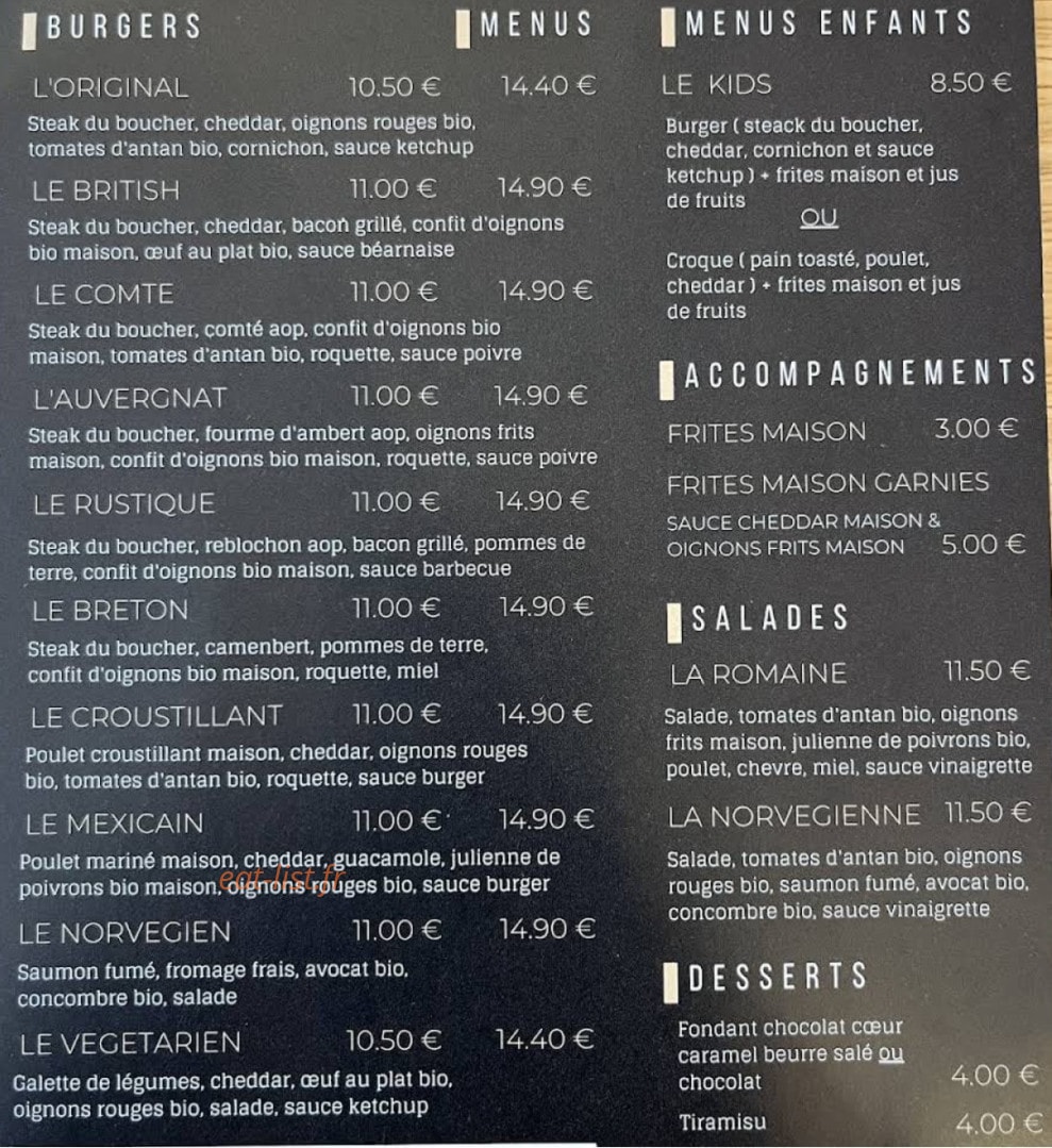 La Maison du Burger — carte page 2