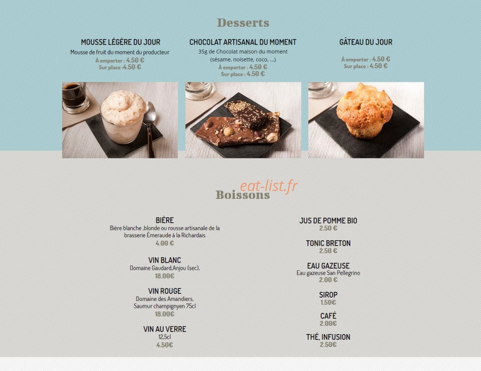 Carte et menu de La Malo Sushis à Saint Malo — Les desserts et boissons