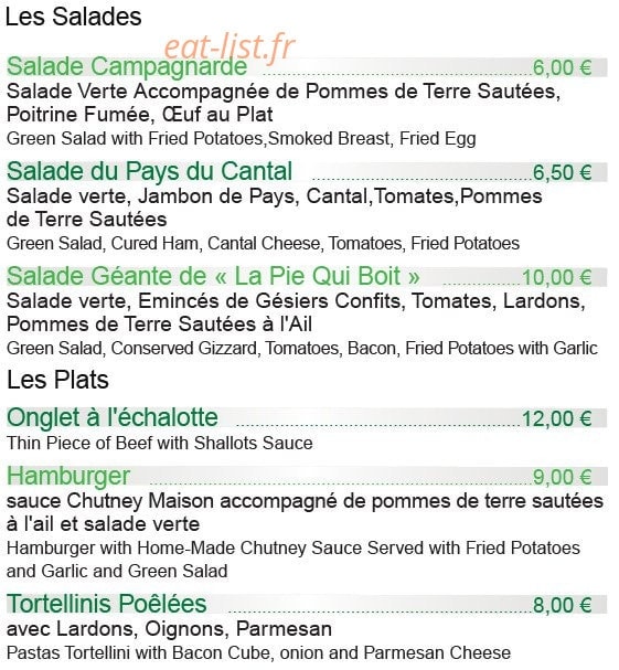 La Pie Qui Boit — carte page 3