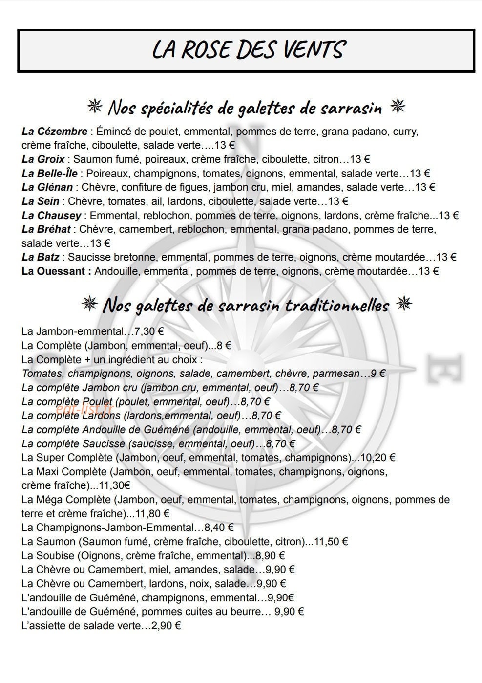 La Rose Des Vents — carte page 1