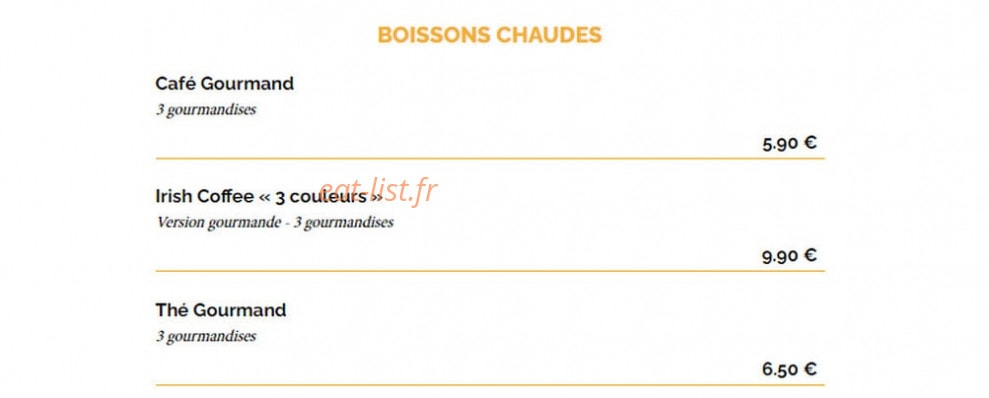 Carte et menu de La Taverne à Saint Malo — Les boissons chaudes