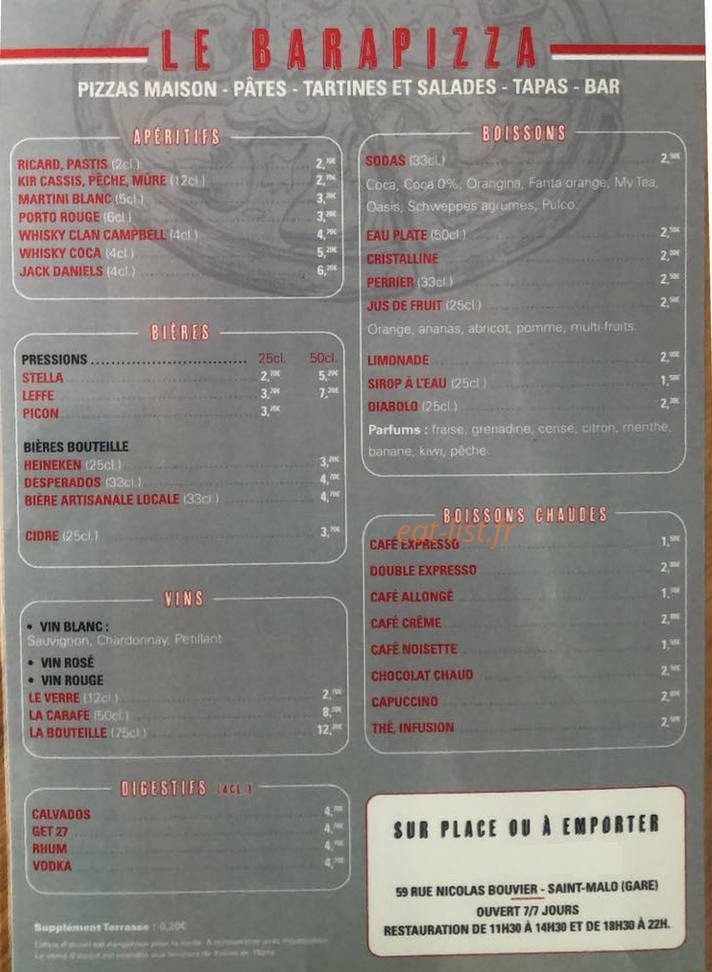 Le Barapizza — carte page 2