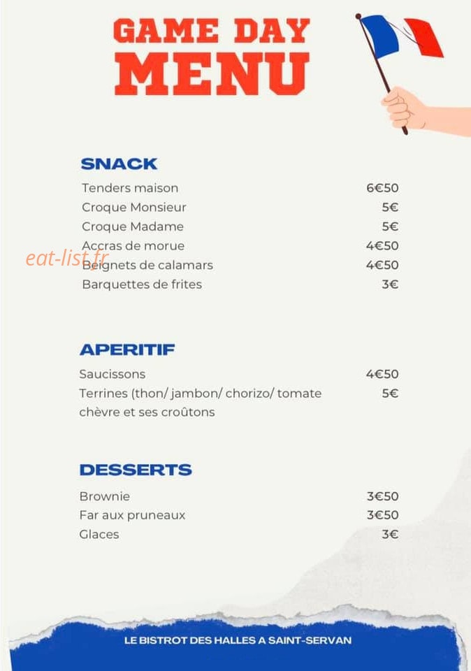 Le Bistrot des Halles — carte page 1