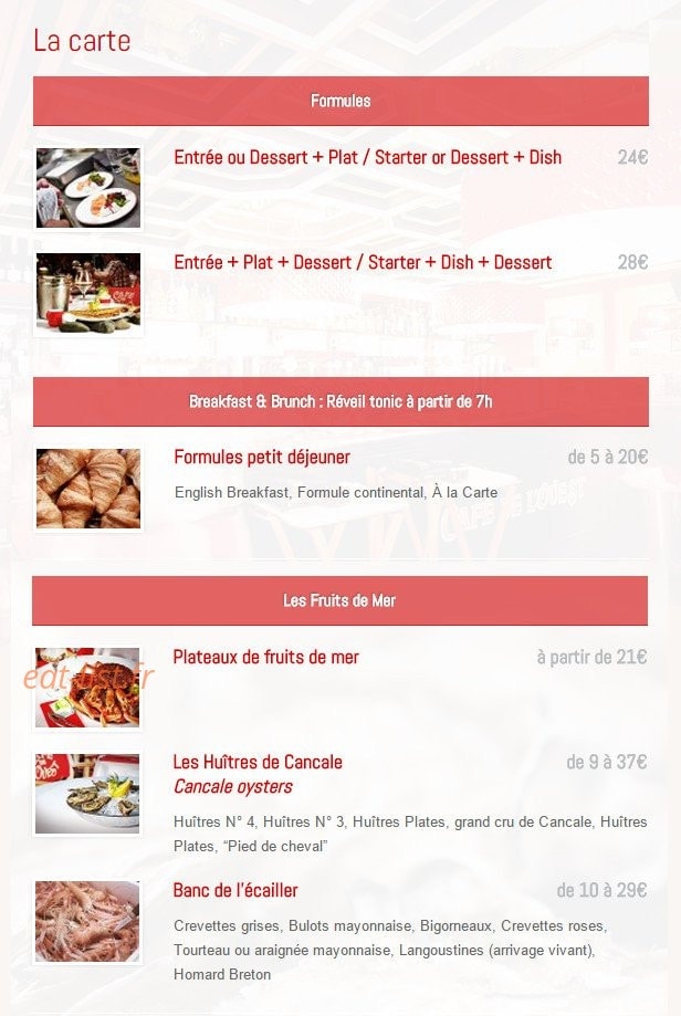 Le Café de L'Ouest — carte page 1