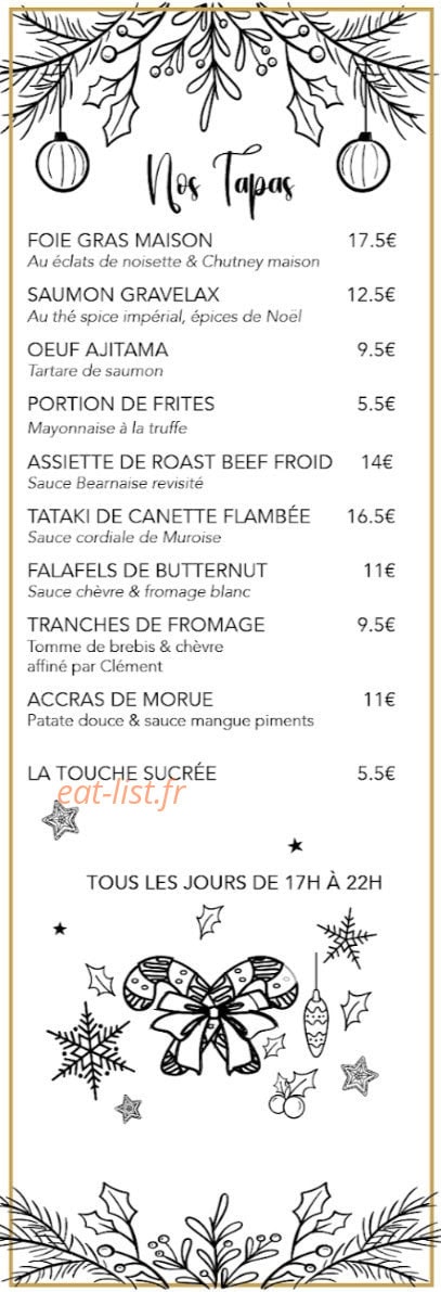 Le Comptoir du vice — carte page 1