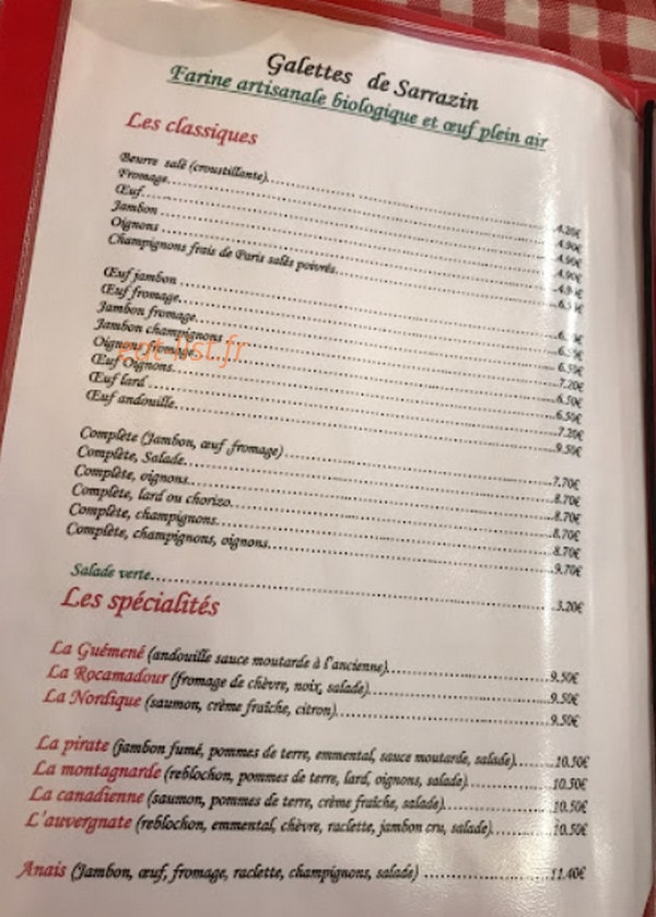 Le P'Tit Crabe — carte page 1