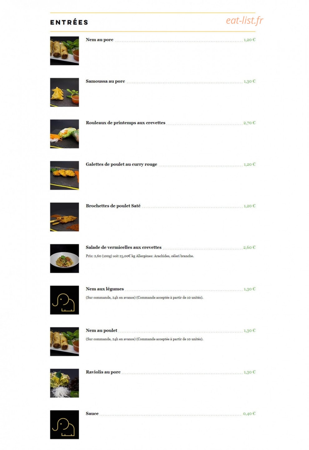 Le P'tit Thaï — carte page 1