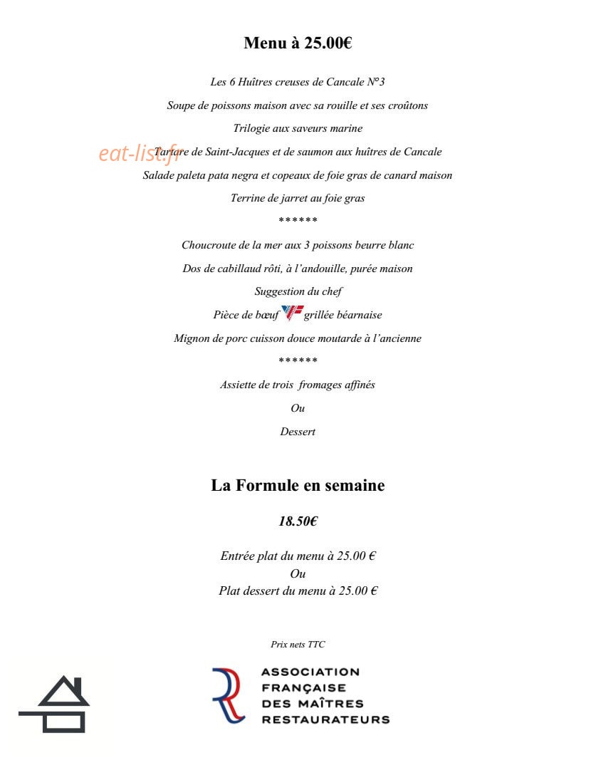 Carte et menu de Les Embruns à Saint Malo — Les menus suite