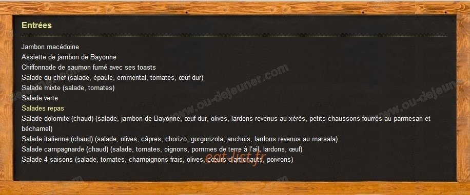 Pizzéria chez Michel — carte page 2