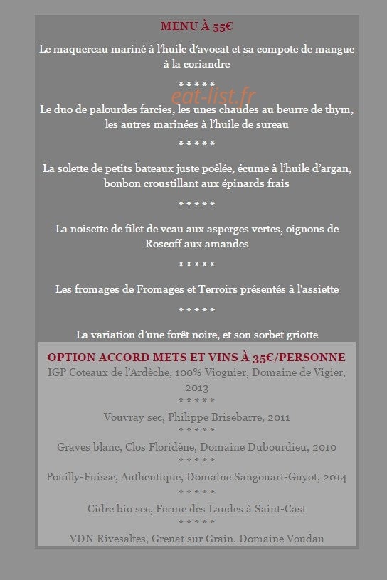 Restaurant L'Absinthe — carte page 4