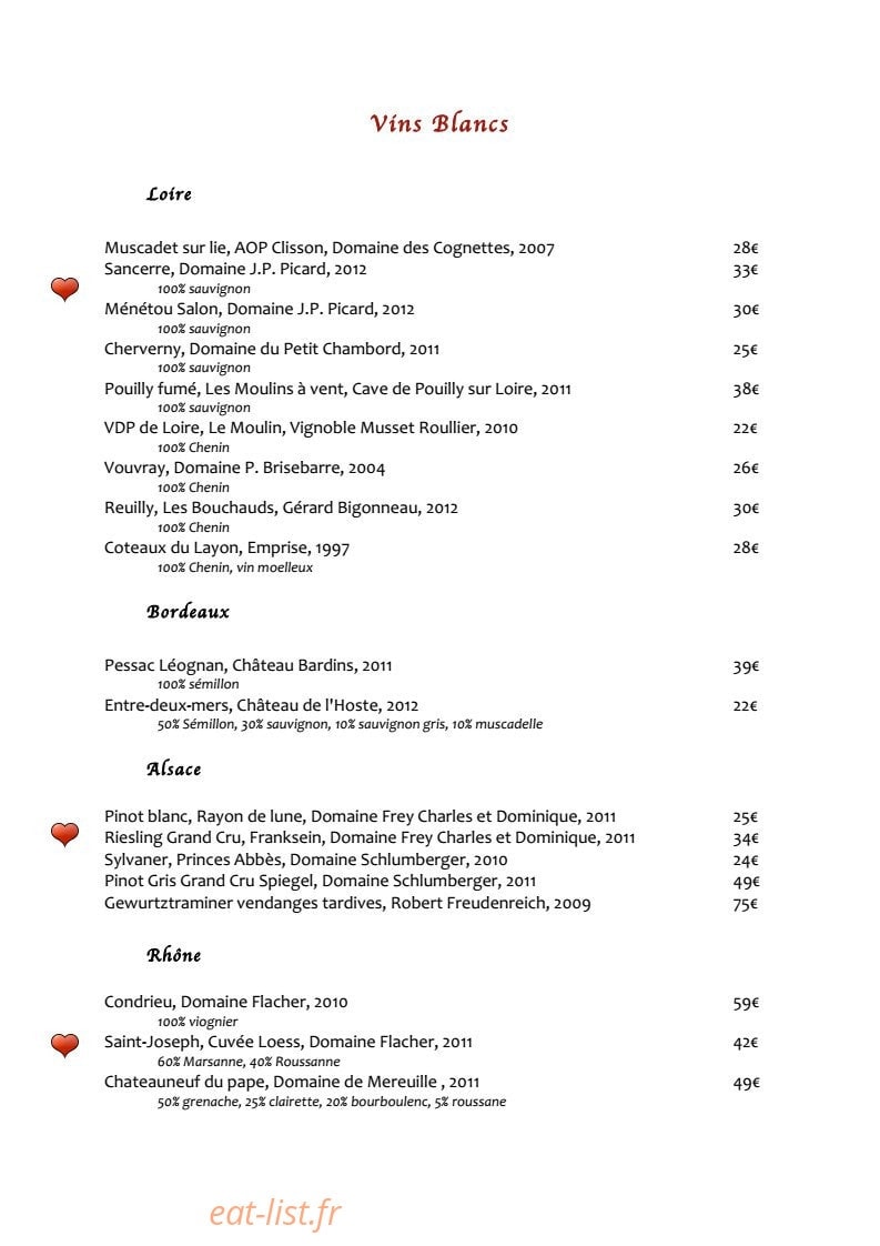 Restaurant L'Absinthe — carte page 6