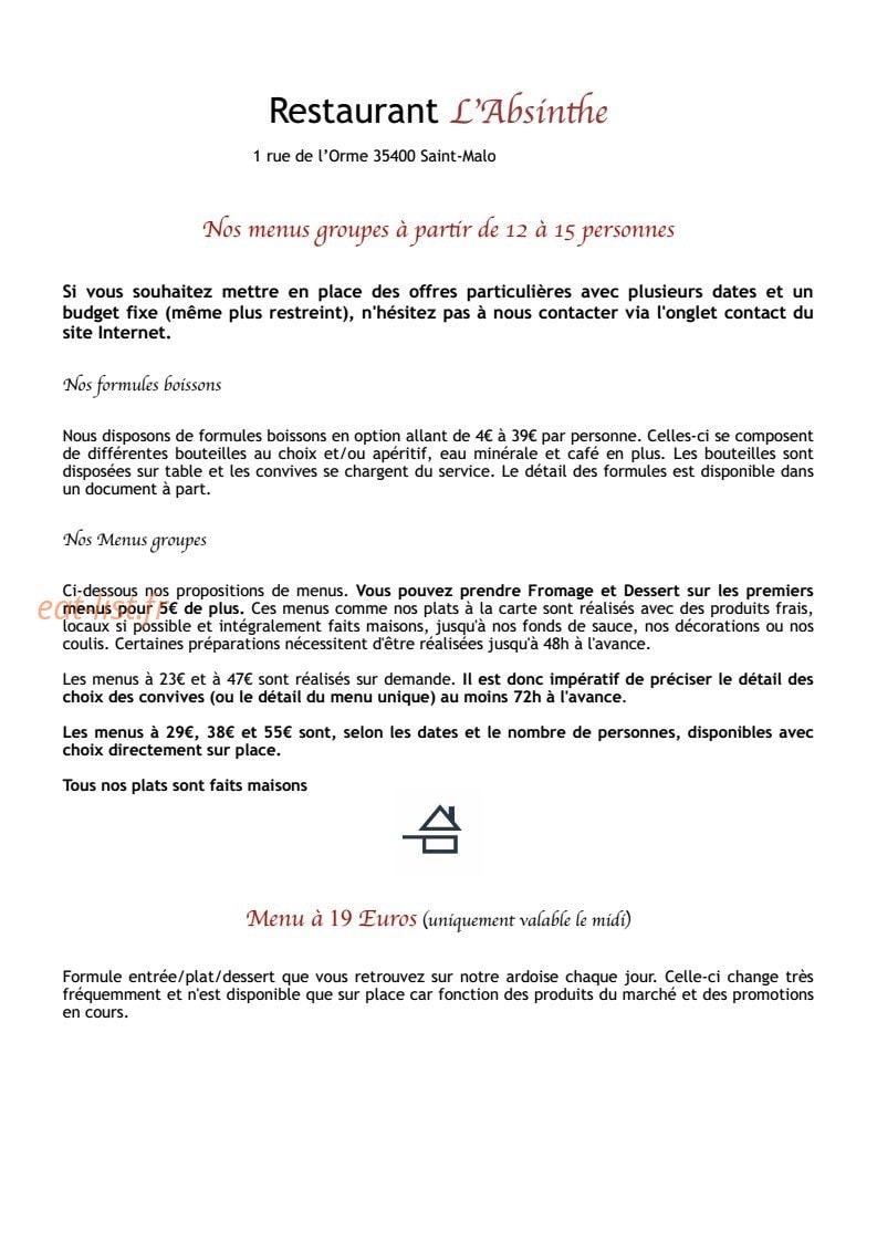 Restaurant L'Absinthe — carte page 11