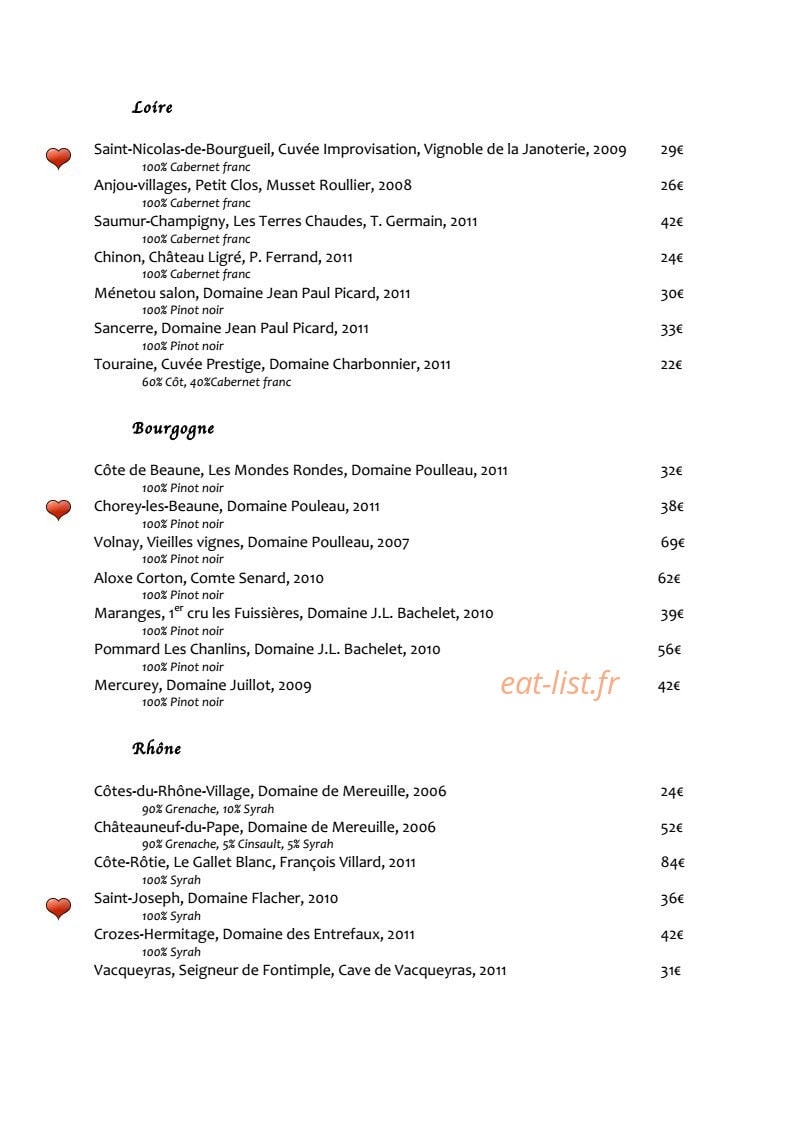 Restaurant L'Absinthe — carte page 8