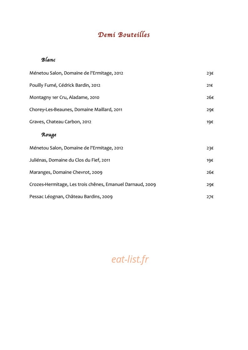 Restaurant L'Absinthe — carte page 10