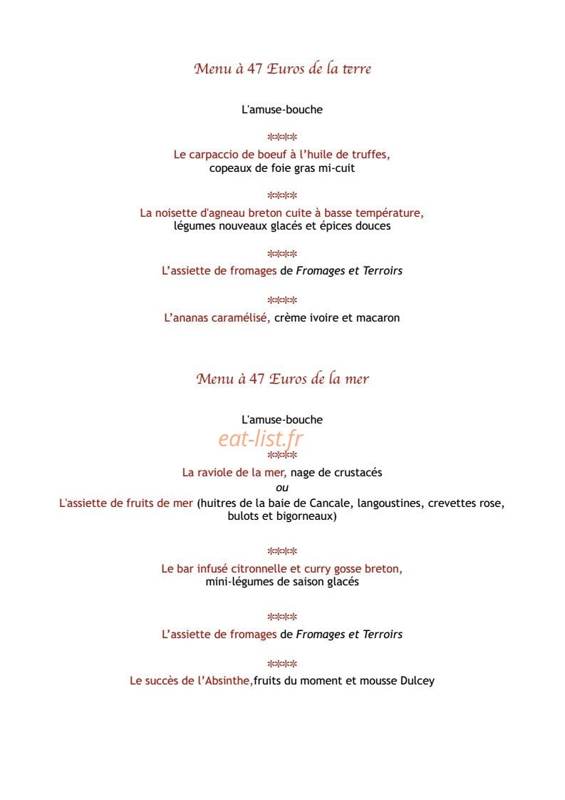 Restaurant L'Absinthe — carte page 14