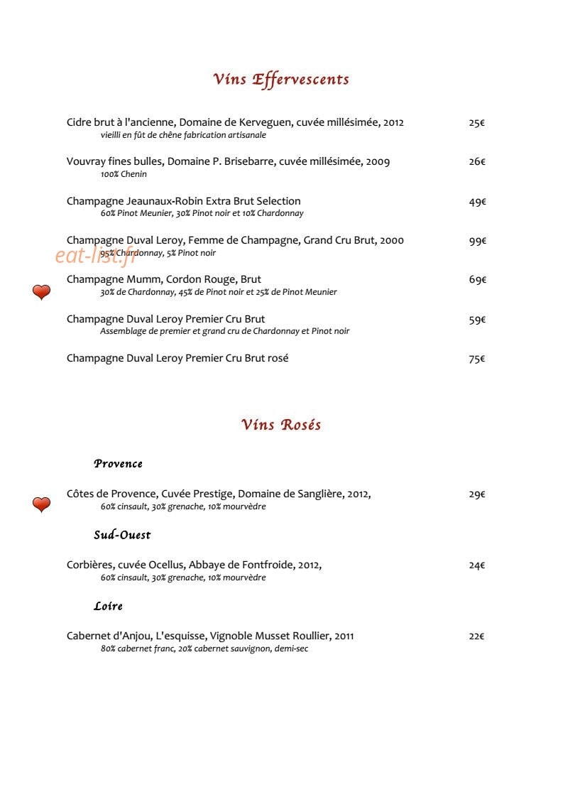 Restaurant L'Absinthe — carte page 5