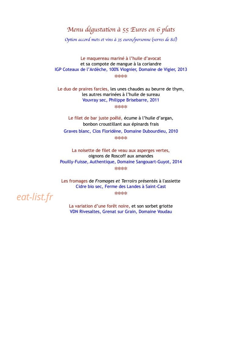 Restaurant L'Absinthe — carte page 15