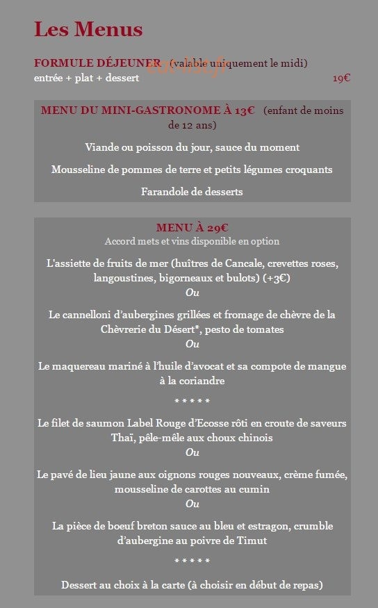 Restaurant L'Absinthe — carte page 2