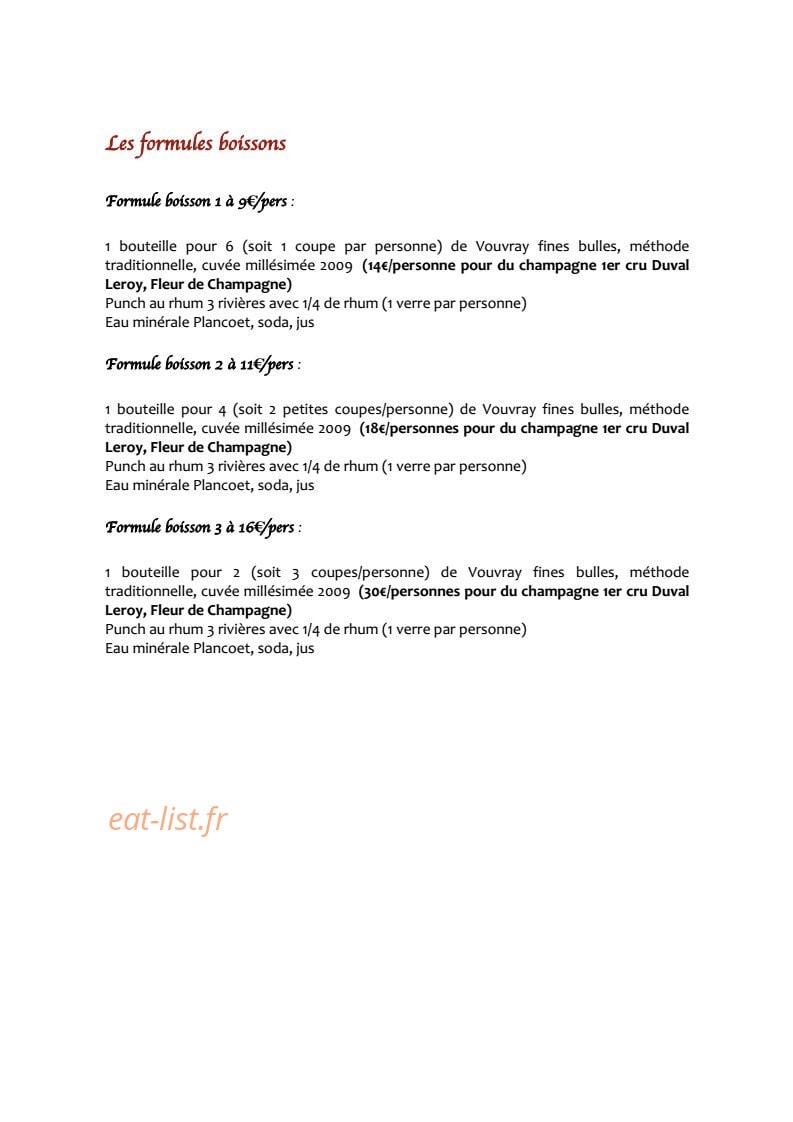Restaurant L'Absinthe — carte page 18