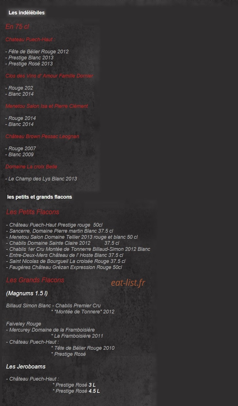 Restaurant l'Atelier — carte page 3