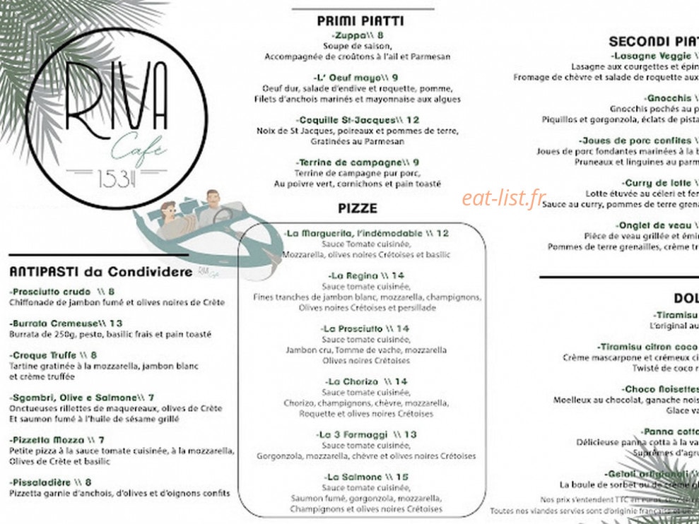 Riva Café 1534 — carte page 1