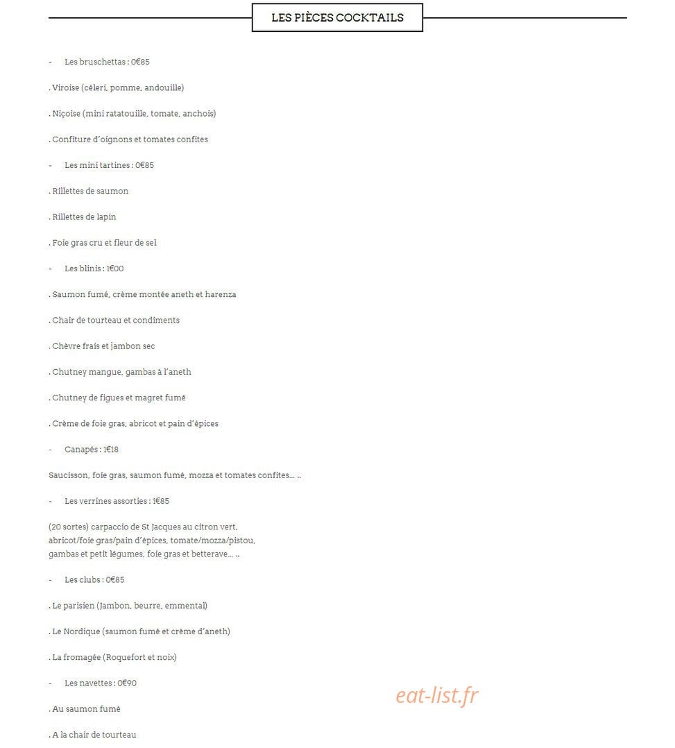 Ruellan Traiteur — carte page 1