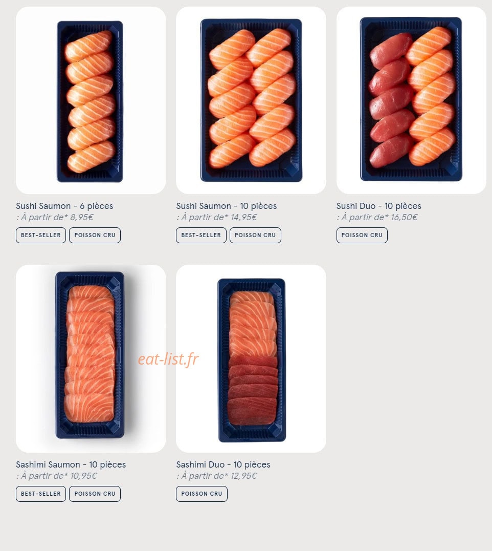 Carte et menu de Sushi Daily à Saint Malo — Les sushis et sashimis
