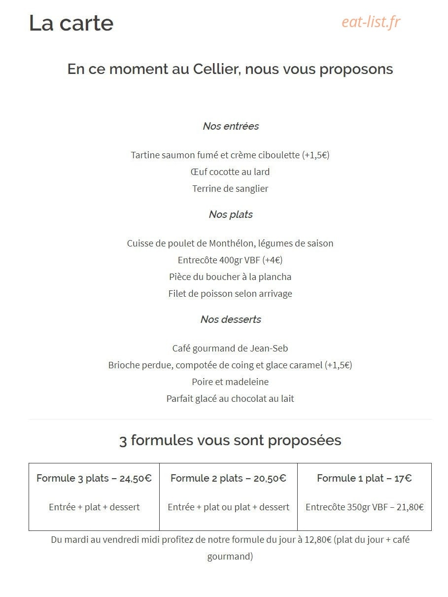 Le Cellier — carte page 1