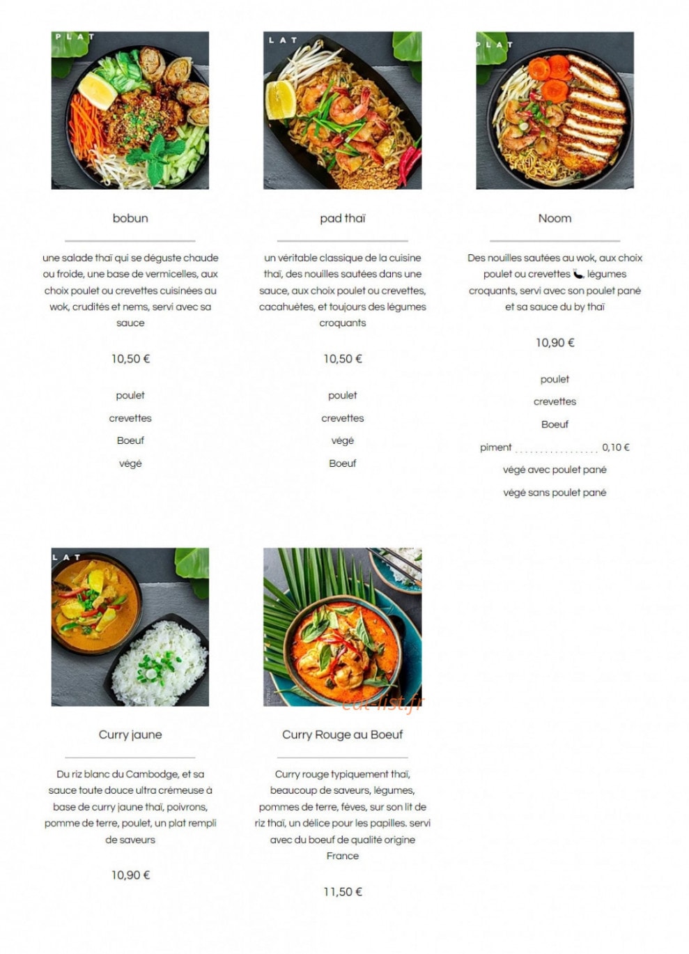 By Thaï — carte page 3