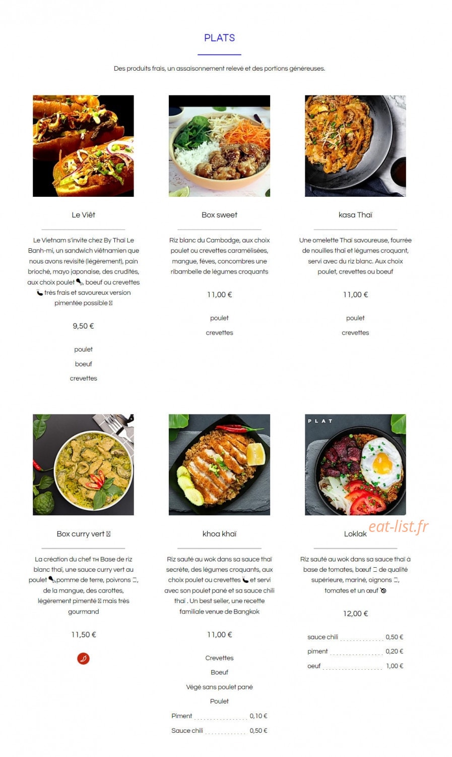 By Thaï — carte page 2