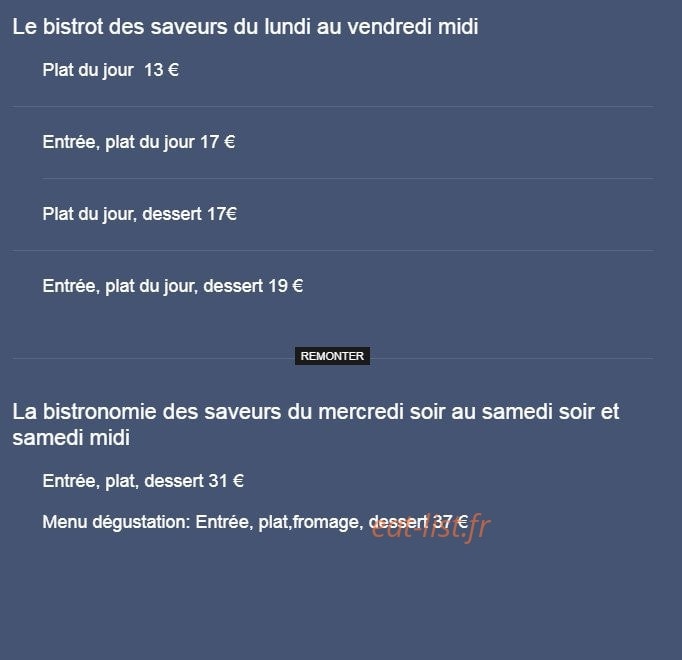 Les Saveurs de Nicolas — carte page 1