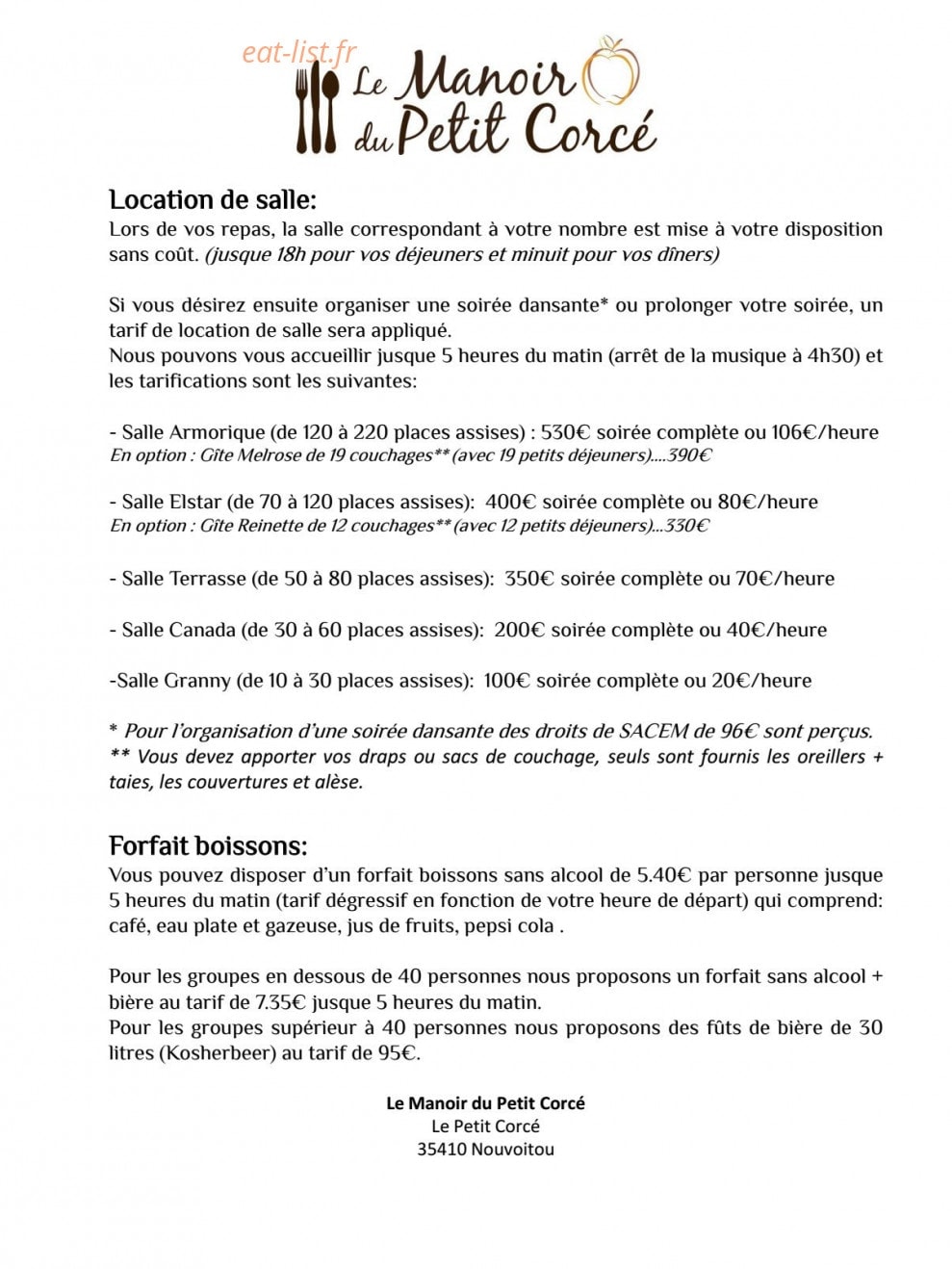Manoir du Petit Corcé — carte page 6