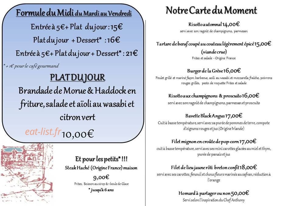 Bistro de la Grève — carte page 1