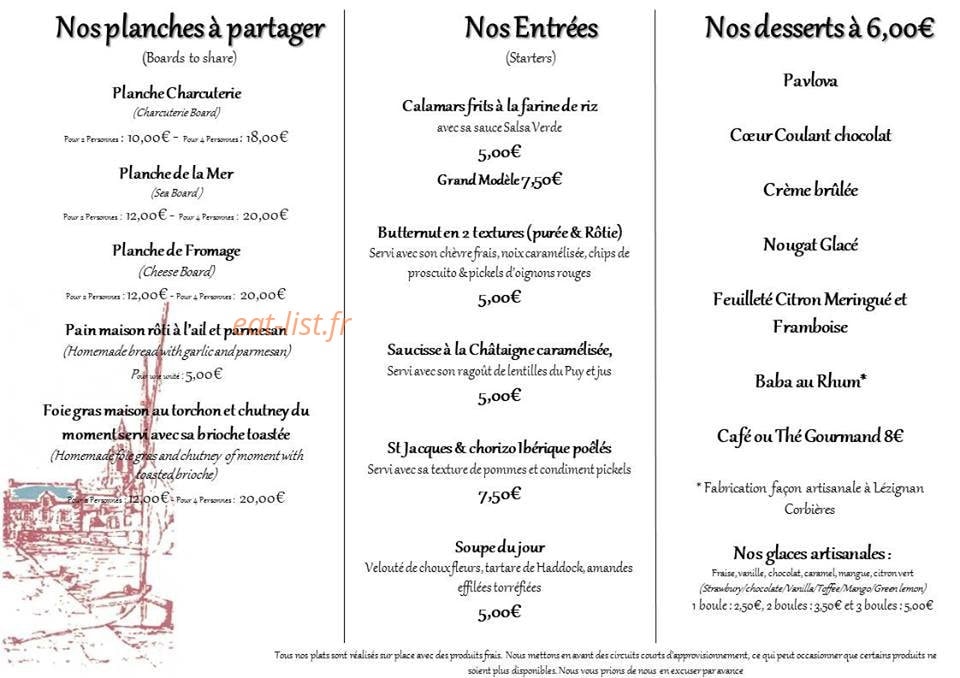 Bistro de la Grève — carte page 2