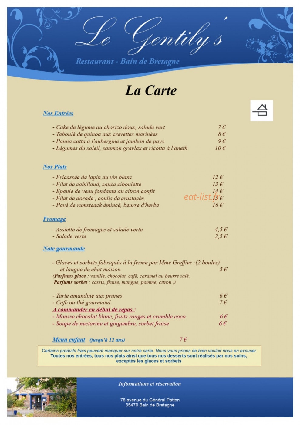Le Gentily's — carte page 1